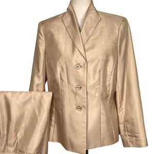 Jones Wear‎ Skirt Suit Women 12 Gold Shimmer Button Party Formal Wedding Church